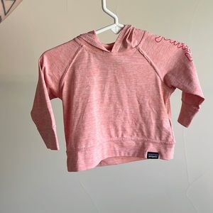 Baby Capilene Cool Daily Sun Hoody in Fitz Script Rosebud Pink
